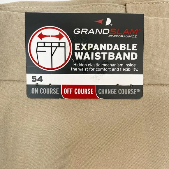 NEW Grand Slam Golf Shorts 54 Expandable Waist Khaki - Picture 3 of 5